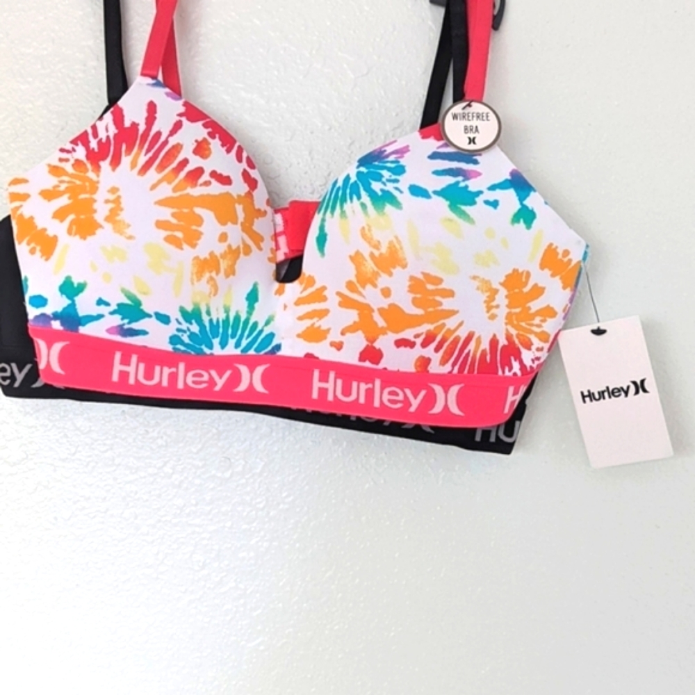 NWT Hurley Rainbow bra set